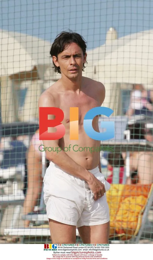 Filippo Inzaghi Playing Volleyball on Beach