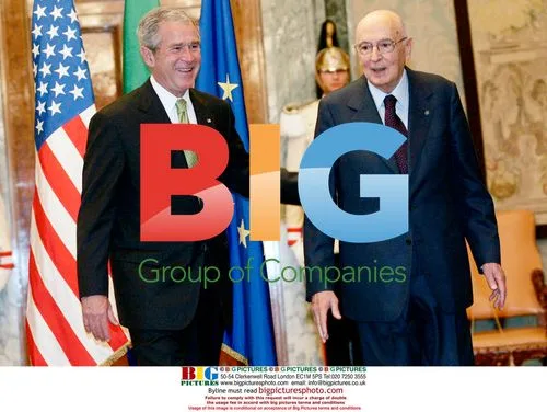 George Bush and Giorgio Napolitano in Rome