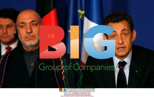 Sarkozy and Karzai at Afghanistan Donor Conference
