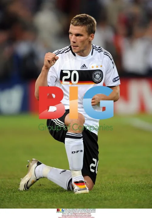 Lukas Podolski Celebrates EURO 2008 Quarter Final Victory