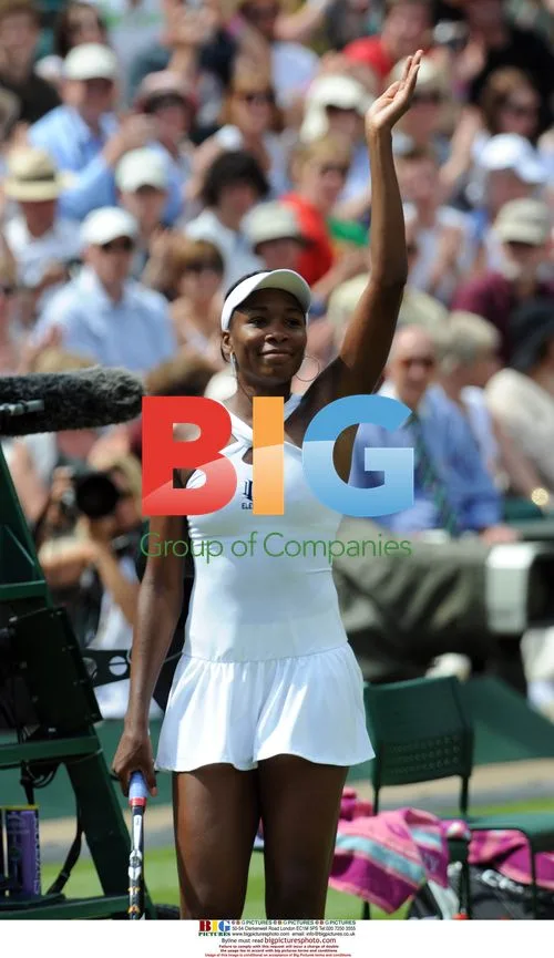 Venus Williams celebrates Wimbledon 1st round win