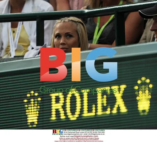 Bec Cartwright, Lleyton Hewitt's wife, watches his Wimbledon match