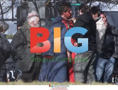 THE WOLF MAN cast on set