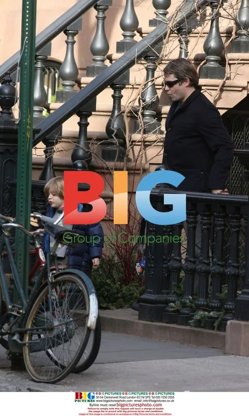 Matthew Broderick and son walk dog