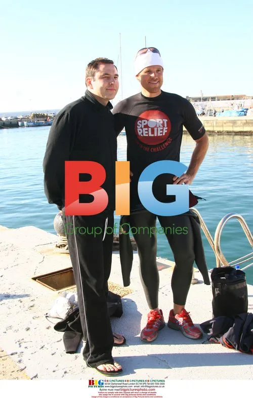 David Walliams and James Cracknell depart for Sports Relief swim