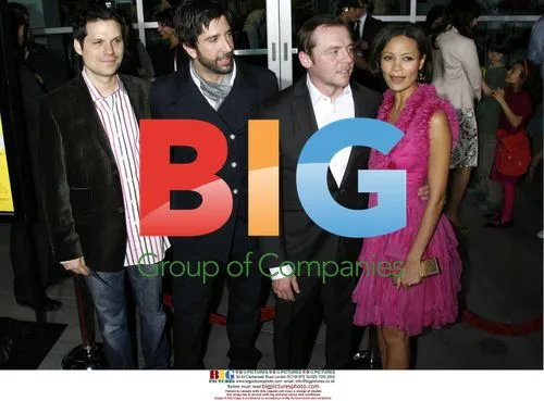Co-writer/actors Michael Ian Black, David Schwimmer, Simon Pegg and actress Thandie Newton at 'Run, Fat Boy, Run' premiere