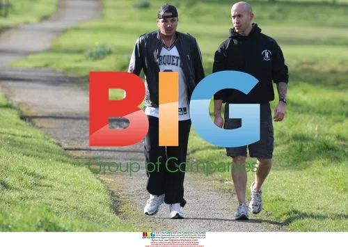 Peter Andre Jogging With Trainer