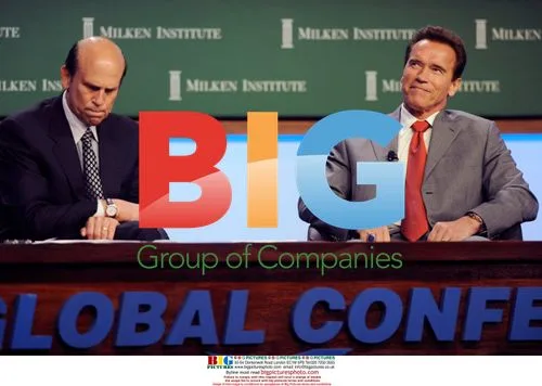 Schwarzenegger and Milken at Milken Conference