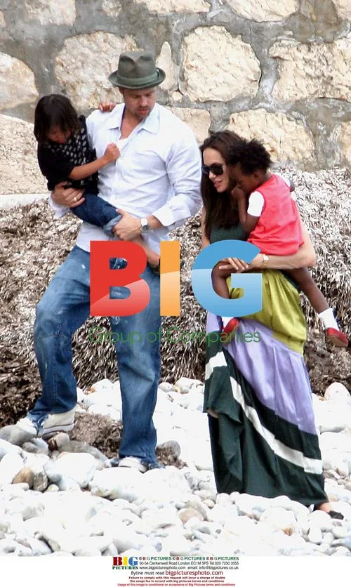 Angelina Jolie and Brad Pitt on Family Beach Walk