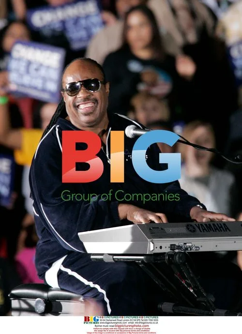 Stevie Wonder performs before Obama in Indianapolis
