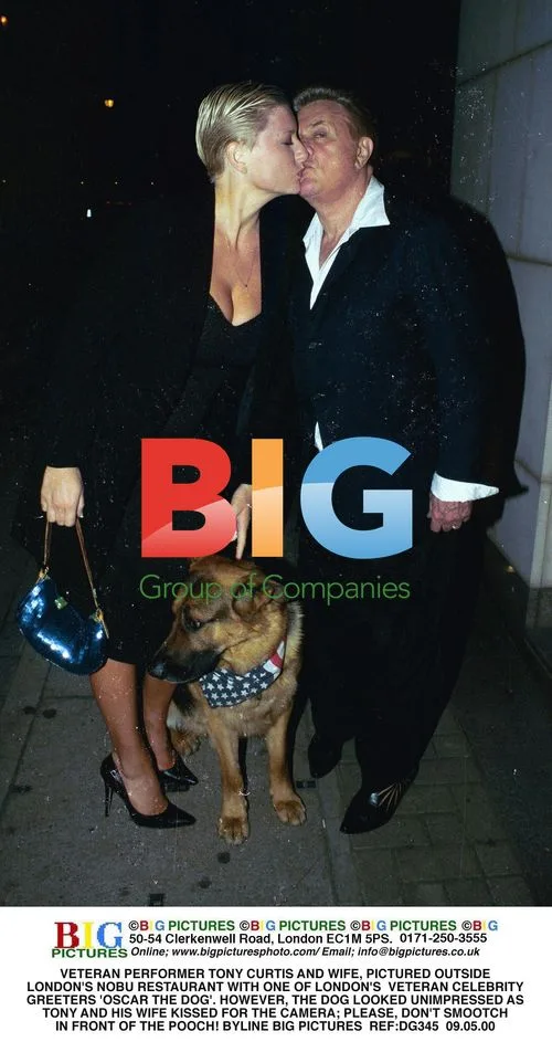 Tony Curtis and Wife with Oscar the Dog
