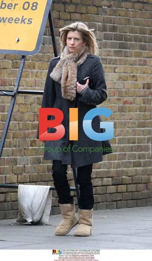 Claire Goose dresses for cold in London