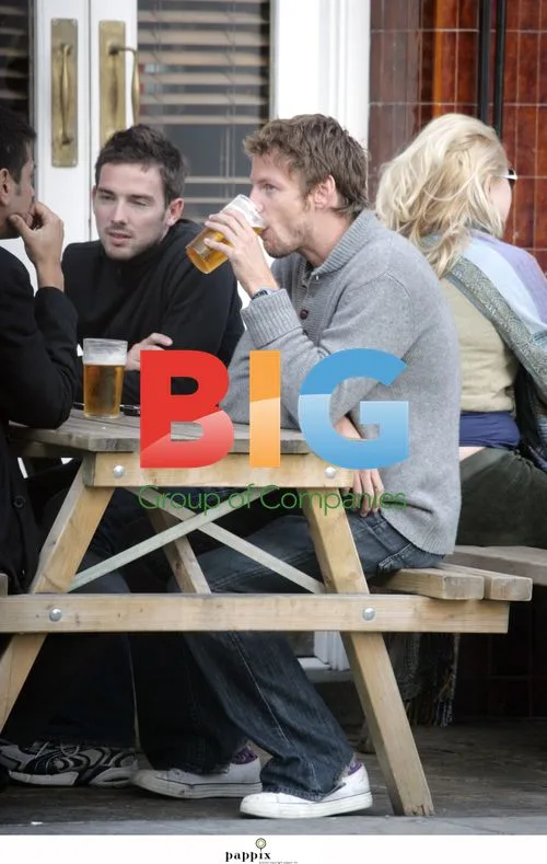 Jenson Button Enjoys Pint at Local Pub