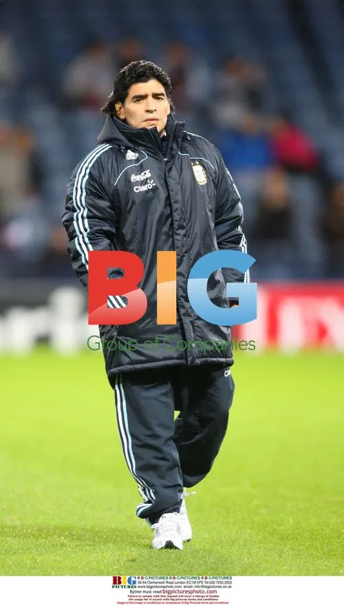 Diego Maradona at Argentina vs Scotland Friendly