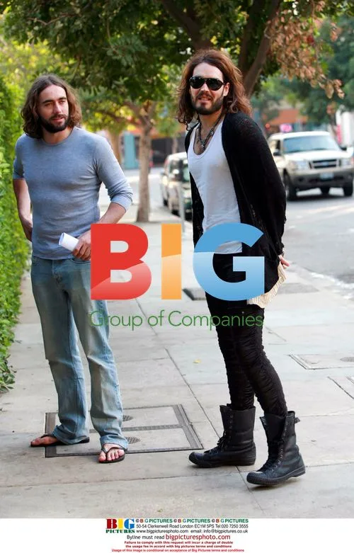 Russell Brand and Will Ferrell Arrive at Studio