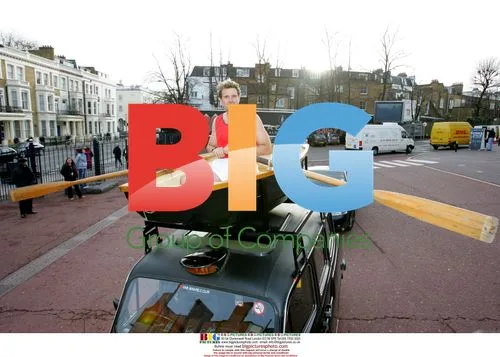 James Cracknell rows boat on London cab