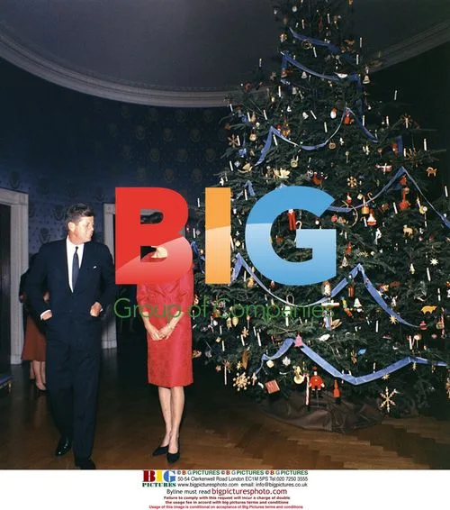 JFK and Jacqueline Kennedy by White House Christmas Tree