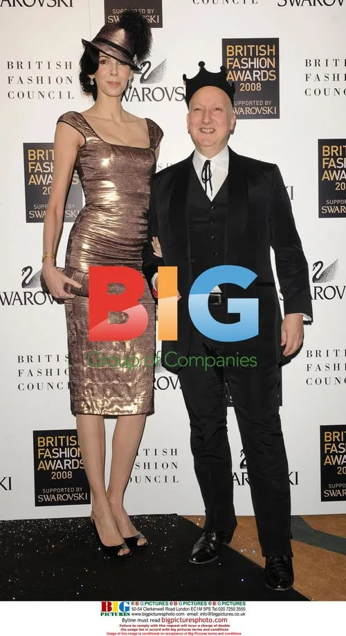 Stephen Jones and L'Wren Scott at British Fashion Awards 2008