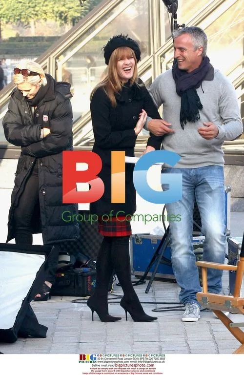 Lorie and David Ginola on "Feux de l'amour" set at Louvre