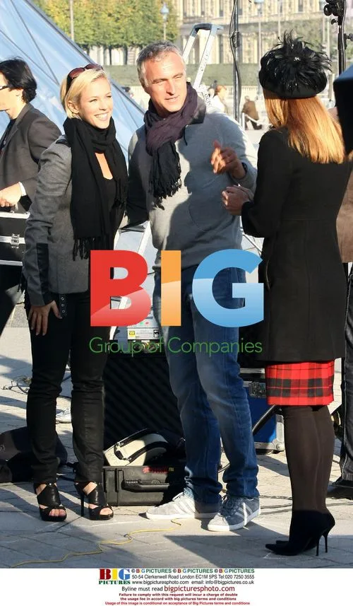 Lorie and David Ginola on Set