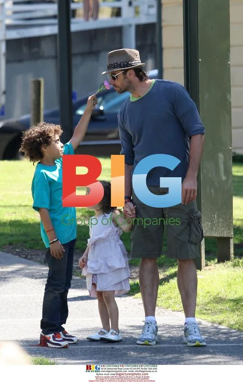 Hugh Jackman and family at Bronte Beach