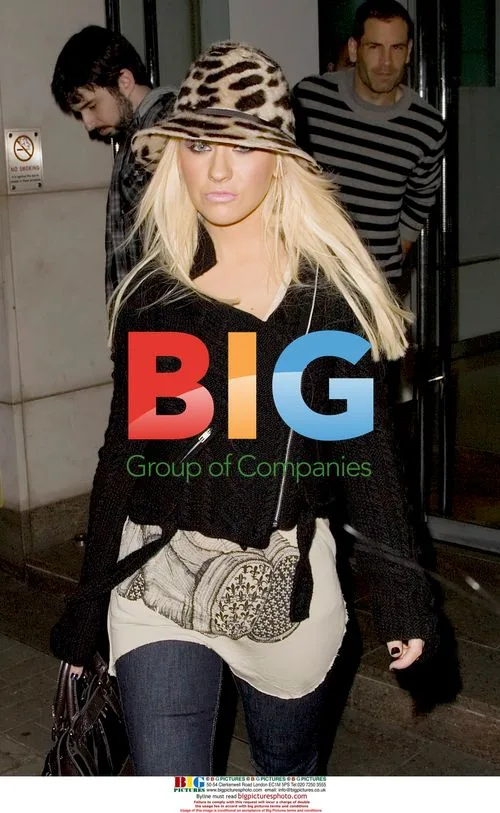 Christina Aguilera leaves Nobu in leopard print hat