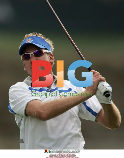 Ian Poulter teeing off at Ryder Cup