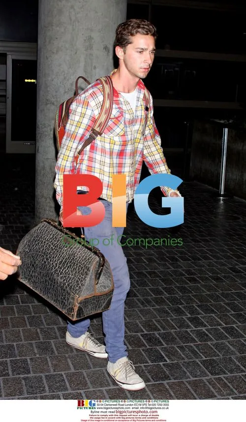 Shia LaBeouf at LAX with bandaged hand