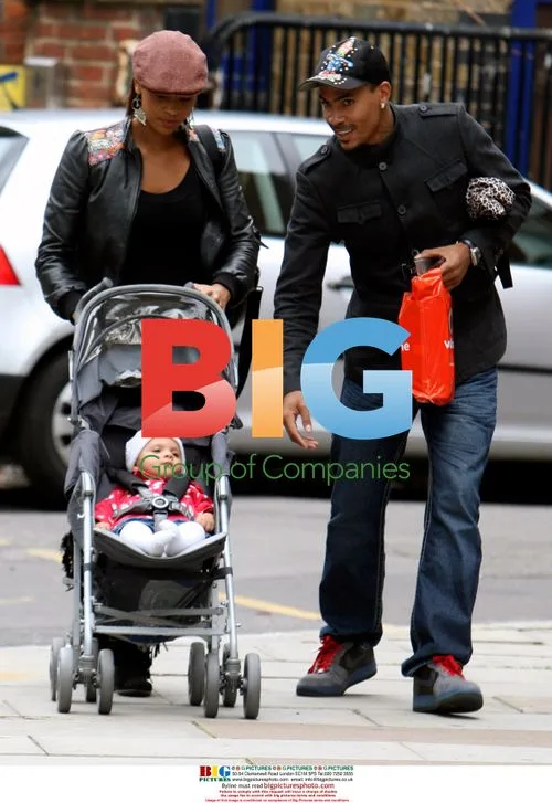Singer Javine Hylton and MC Harvey with baby