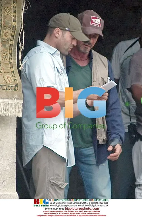 Stallone and Statham on set of "The Expendables"