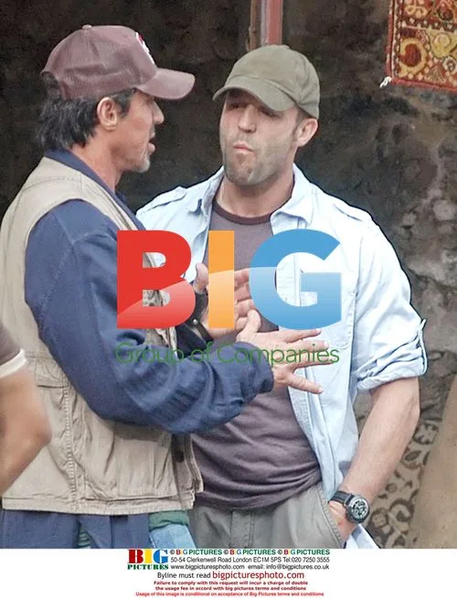 Stallone and Statham on set of 'The Expendables'