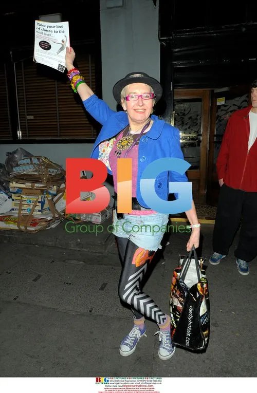Sue Pollard outside Grouchos, London