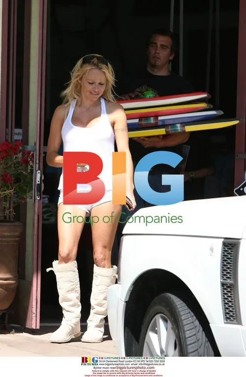 Pamela Anderson picks up boogie boards in Malibu