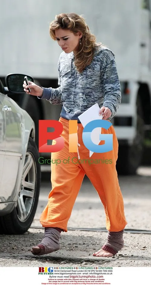 Billie Piper on set in Battersea Park