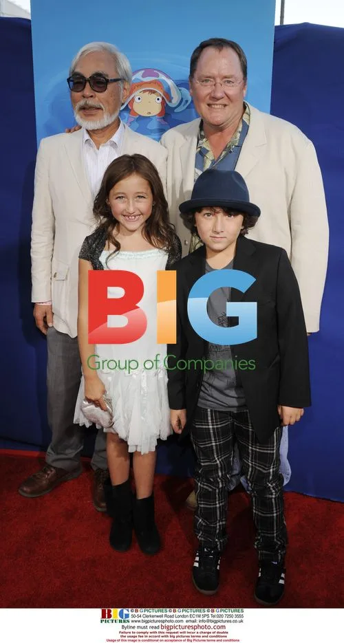 Miyazaki, Lasseter, Cyrus, Jonas at "Ponyo" premiere