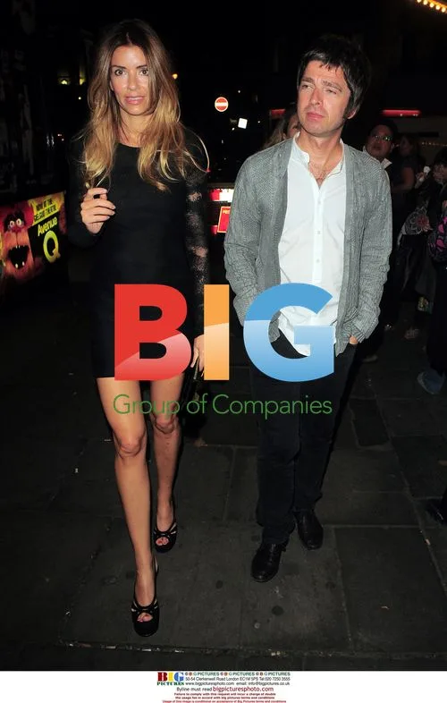 Noel Gallagher and Sara Mcdonald leaving Wyndham theatre