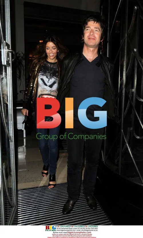 Noel Gallagher and Sara MacDonald leaving Claridges Hotel