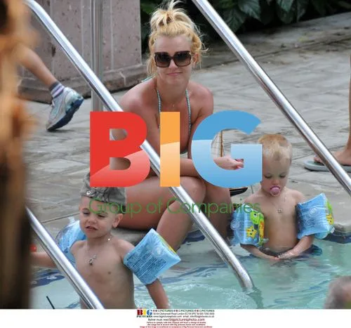 Britney Spears with sons at Ritz-Carlton pool