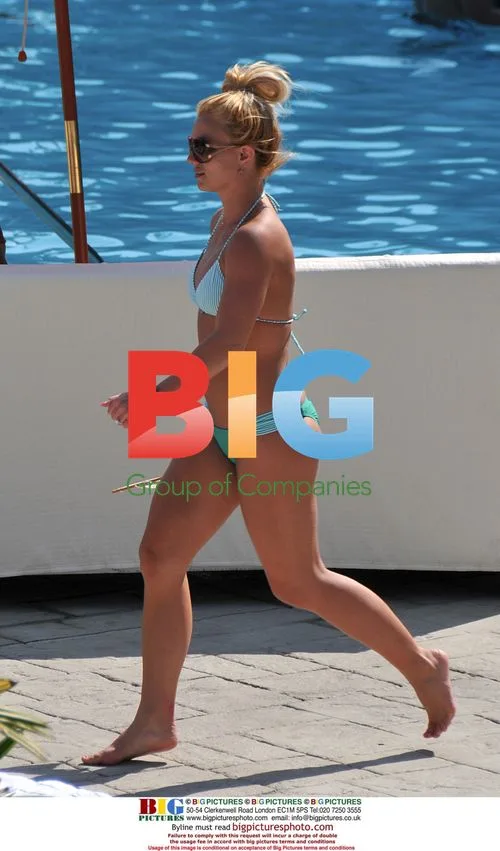 Britney Spears with sons at pool