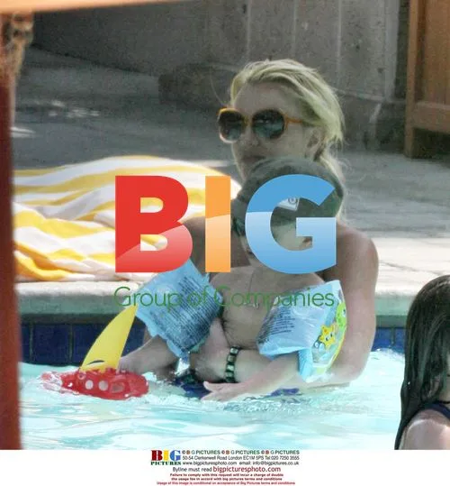 Britney Spears with sons at pool
