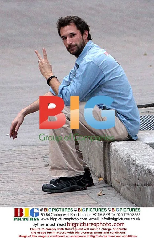 Noah Wyle on coffee break from filming