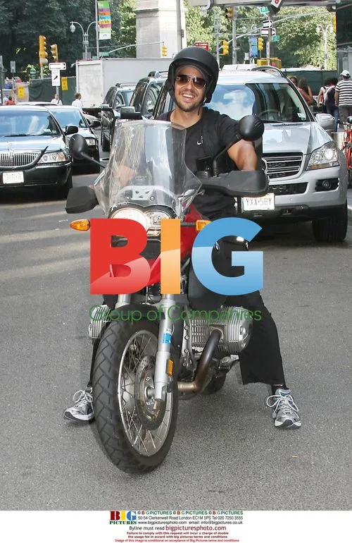 David Blaine rides motorcycle in NYC