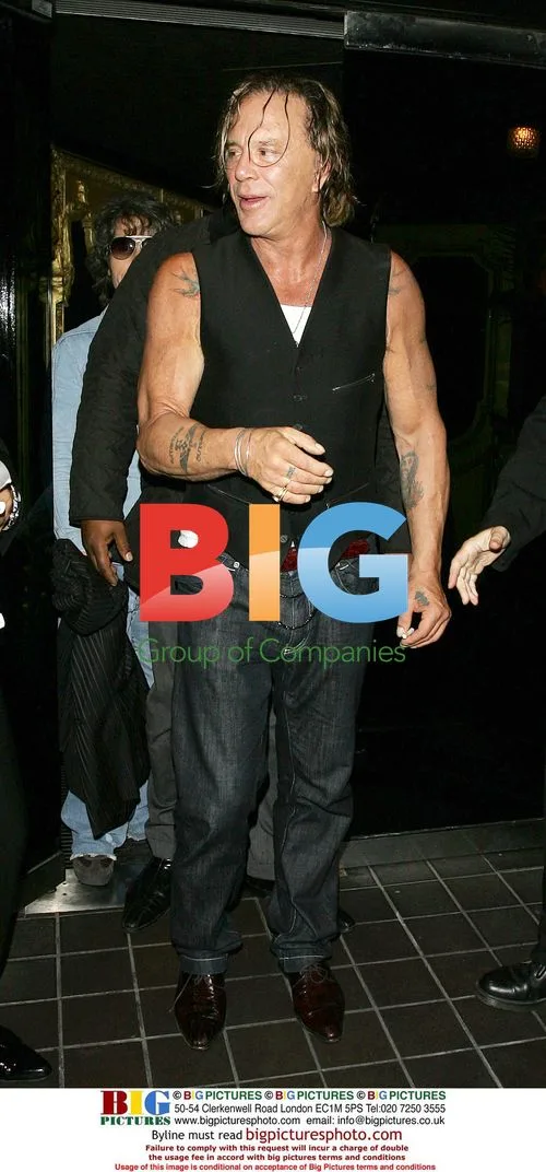 Mickey Rourke leaves Stringfellows in London