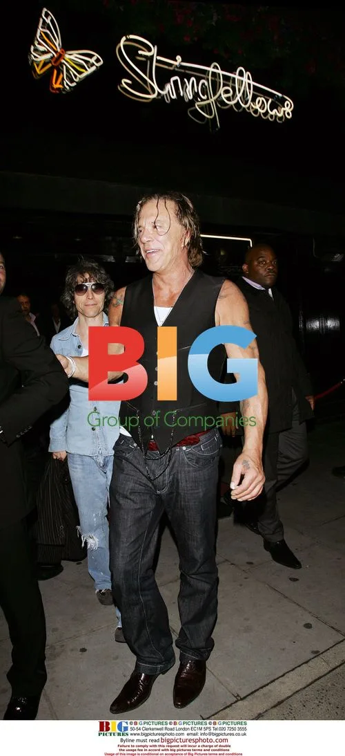 Mickey Rourke leaves Stringfellows in London