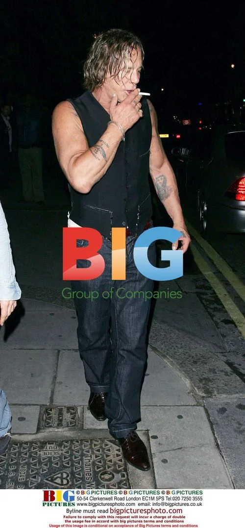 Mickey Rourke leaves Stringfellows in London