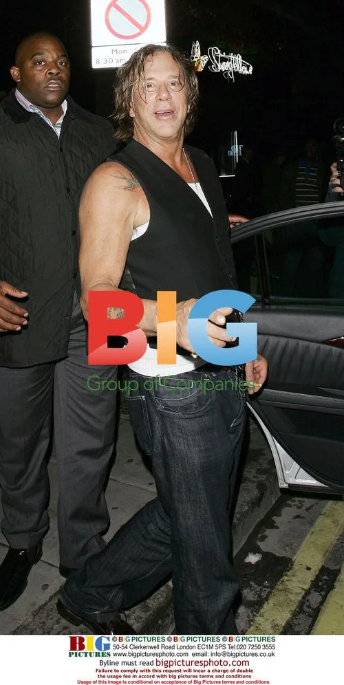 Mickey Rourke leaves Stringfellows in London