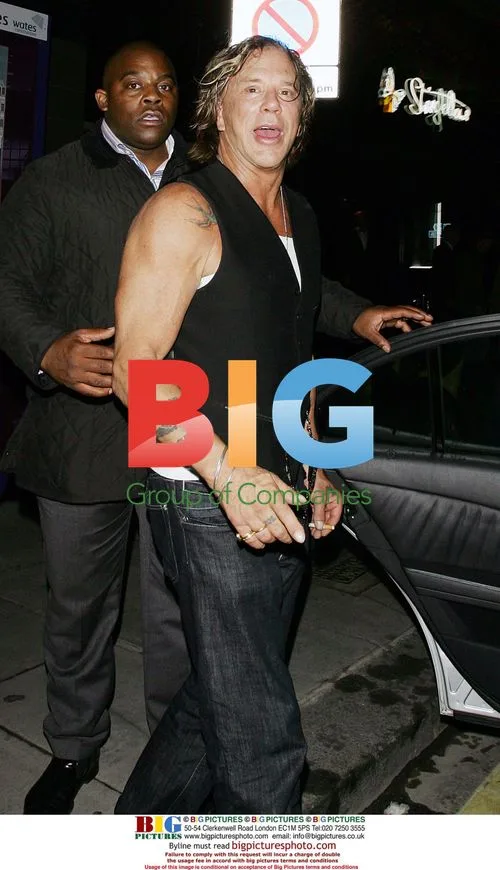Mickey Rourke leaves Stringfellows in London