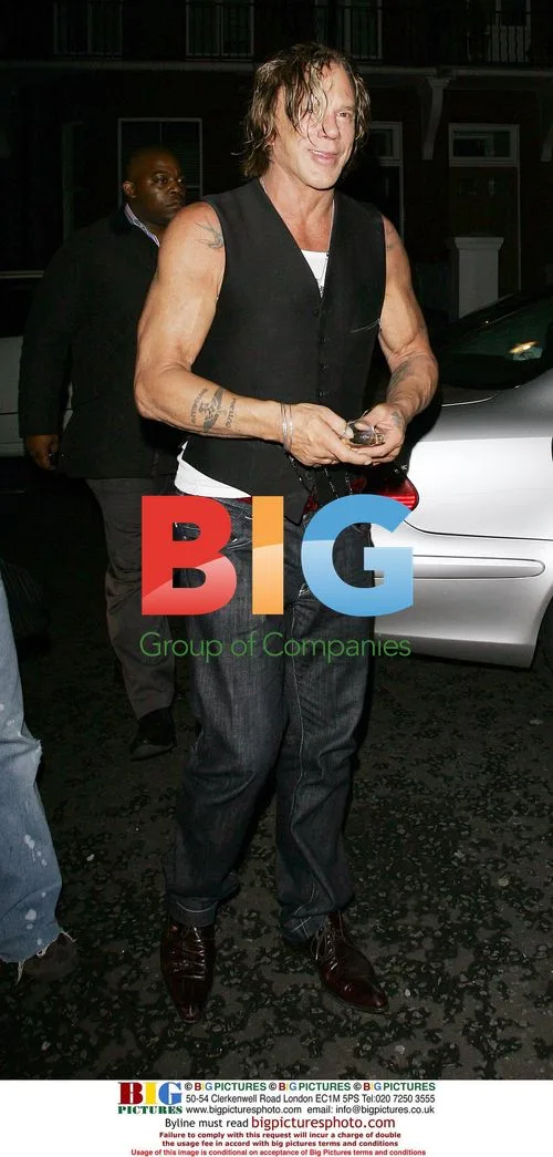 Mickey Rourke leaves Stringfellows in London