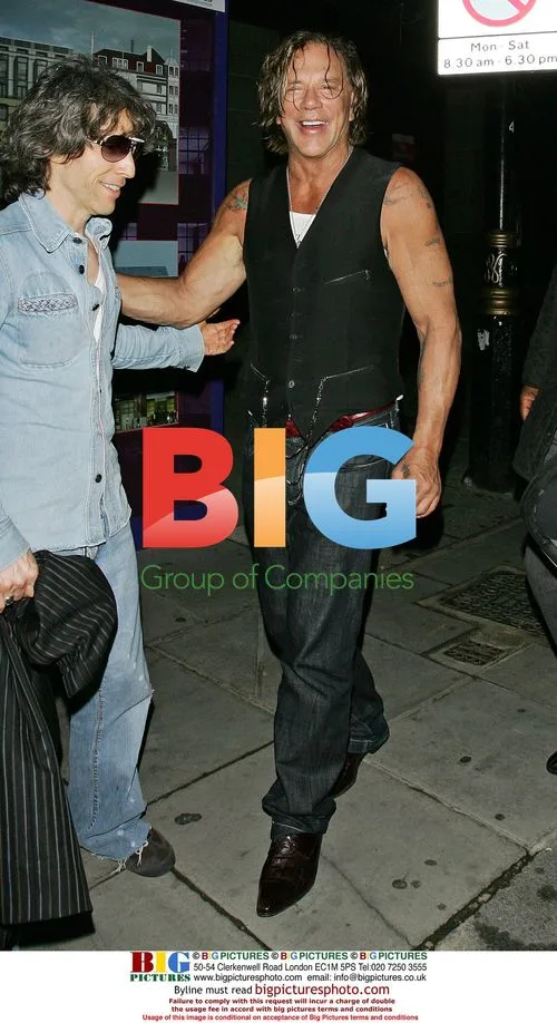 Mickey Rourke leaving Stringfellows in London