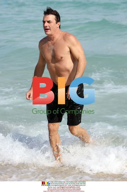 Chris Noth swimming on Miami Beach